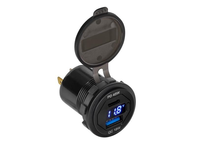 Nabíjačka USB PEIYING PY-CHR0007 s QC a meračom napätia