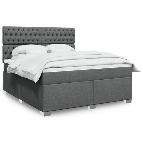 vidaXL Boxspring posteľ s matracom tmavosivá 180x200 cm látka