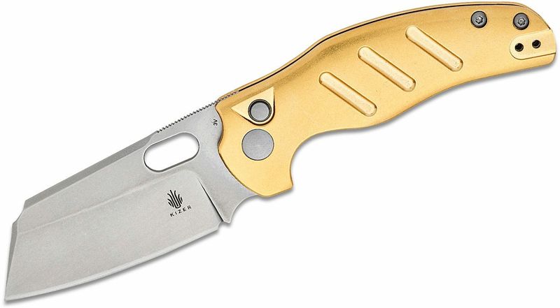 Kizer V4488BC2 C01C vreckový nôž 8,4 cm, Stonewash, mosadz