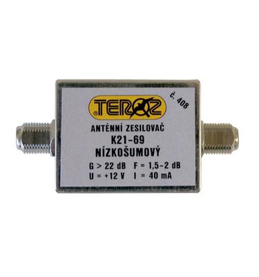 Anténny zosilňovač TEROZ 408X, UHF, G22dB, F1,5dB,U99dBµV, F-F