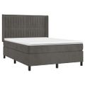 vidaXL Posteľný rám boxspring s matracom tmavosivý 140x200 cm zamat