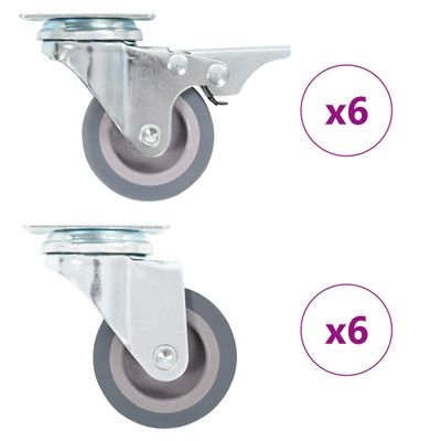 vidaXL Otočné kolieska 12 ks, 50 mm