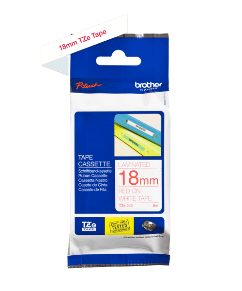 Brother - Originálna kazeta s páskou TZE-242, červená na bielu, šírka 18 mm