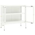 vidaXL Komoda biela 70x35x70 cm oceľ a sklo