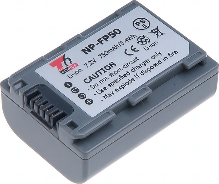 Batéria T6 Power Sony NP-FP30, NP-FP50, 750mAh, 5,4Wh, sivá