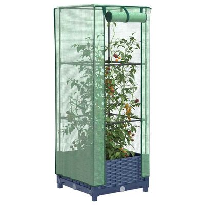vidaXL Záhon s krytom na skleník ratanový vzhľad 40x40x123 cm