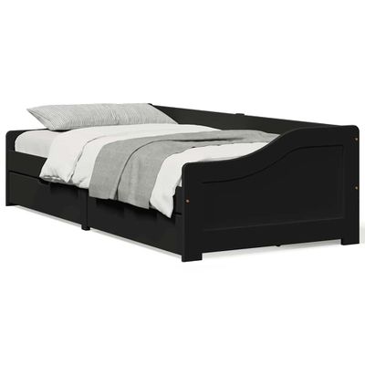 VidaXL Denná posteľ s 2 zásuvkami bez matraca "IRUN" Čierna 90x200 cm