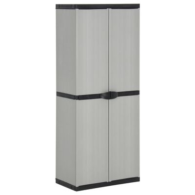 vidaXL Záhradná úložná skriňa s 3 policami sivá a čierna 68x40x168 cm