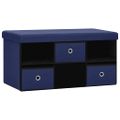 vidaXL Skladacia úložná lavica modrá 76x38x38 cm umelý ľan