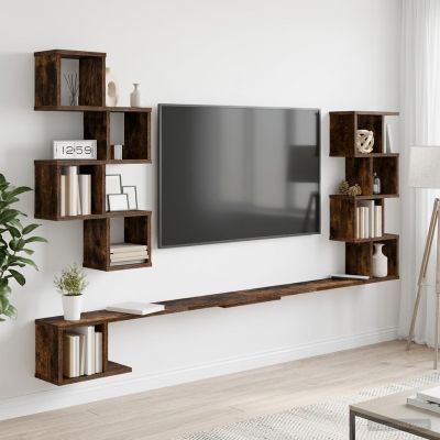 vidaXL Nástenná polica na TV Dymový dub 200 x 15 x 94 cm