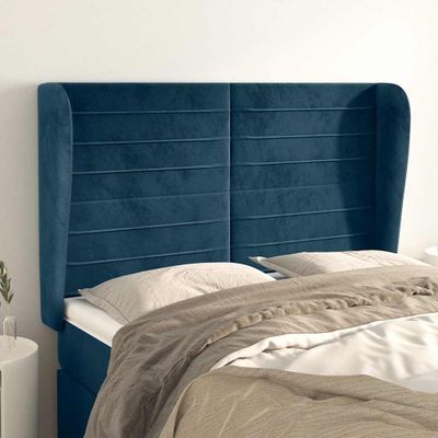 vidaXL Čelo postele so záhybmi tmavomodrá 147x23x118/128 cm zamat