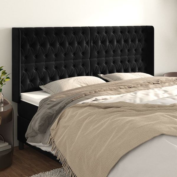 vidaXL Čelo postele so záhybmi čierne 203x16x118/128 cm zamat
