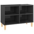 vidaXL TV stolík nohy z masívneho dreva lesklý sivý 69,5x30x50 cm
