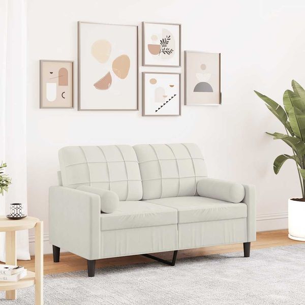vidaXL 2-miestna pohovka s vankúšmi krémová 120 cm zamat