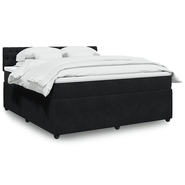 vidaXL Posteľný rám boxspring s matracom čierny 180x200 cm zamat