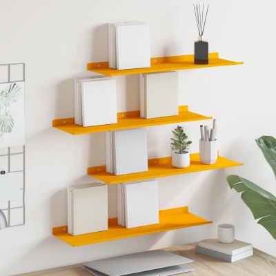vidaXL Závesná polica 4 pcs Horčicová žltá 60 x 18 x 2,5 cm Oceľ