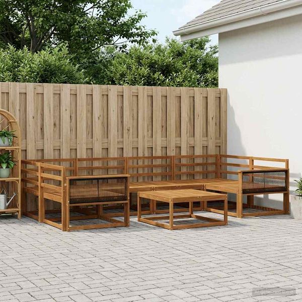 vidaXL Záhradná súprava gaučov 7 pcs Prírodná Pevné akáciové drevo