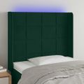 vidaXL Čelo postele s LED tmavozelené 103x16x118/128 cm zamat