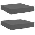 vidaXL Plávajúce nástenné police 2 ks, lesklé sivé 23x23,5x3,8cm, MDF