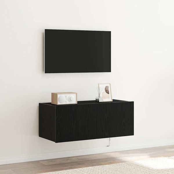 vidaXL TV nástenná skriňa Čierny dub 80 x 35 x 31 cm Kompozitné drevo