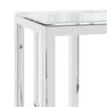 vidaXL Konzolový stolík 70x30x70 cm nehrdzavejúca oceľ a sklo