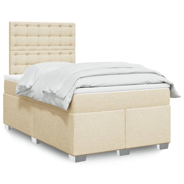 vidaXL Boxspring posteľ s matracom krémová 120x190 cm látka