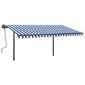 vidaXL Automaticky zaťahovacia markíza so stĺpmi 4,5x3,5 m modro-biela