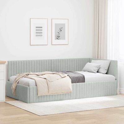 vidaXL Rohový rám postele Svetlosivá 100 cm x 200 cm Zamat