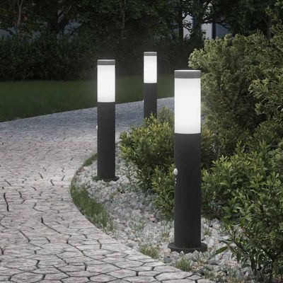 vidaXL Stĺpikové svetlá so senzorom 3 ks 50 cm nehrdzavejúca oceľ IP44