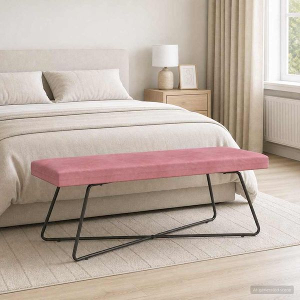 vidaXL lavička Jednofarebný Ružová 110 x 40 x 45 cm Zamat
