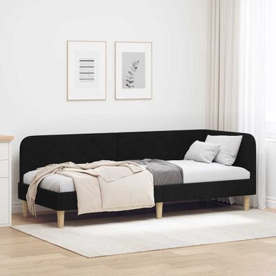 vidaXL Rohový rám postele Čierny 80 x 200 cm látka