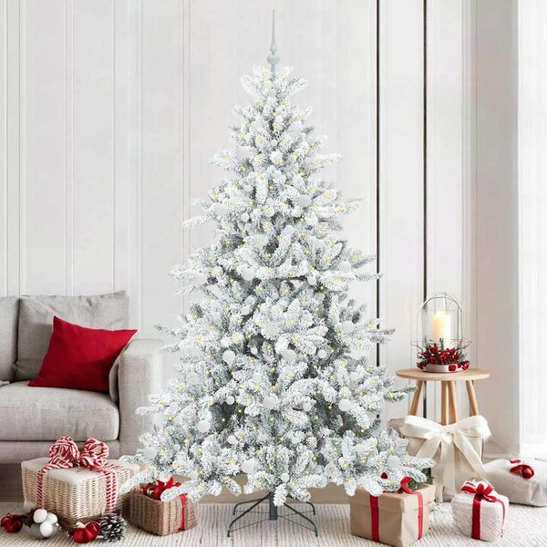 vidaXL Umelý Sklápací Vianočný Stromček Biela 210 cm PVC a oceľ