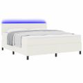 vidaXL LED box s pružinami Krémová a biela 180 x 200 cm