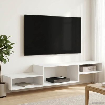 vidaXL Nástenný TV kabinet Nástenná montáž Biela 150 x 28 x 26 cm
