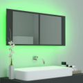 vidaXL LED kúpeľňová zrkadlová skrinka sivá 100x12x45 cm akryl