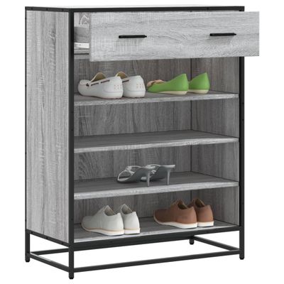 vidaXL Skrinka na topánky sivá sonoma 75x38x97,5cm kompozit. drevo+kov