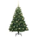 vidaXL Umelý vianočný stromček s 150 LED-i Zelená 150 cm PE a PVC