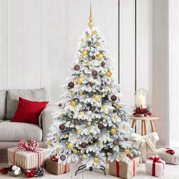 vidaXL Umelý vianočný stromček s 300 LED-i Biela 180 cm PE a PVC