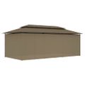 vidaXL Altánok so závesmi 600x298x270 cm, sivohnedý 180 g/m²