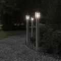 vidaXL Vonkajšie stojace lampy zásuvka 3ks strieborné 110cm nehr. oceľ