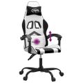 vidaXL Otočná herná stolička biela a čierna umelá koža