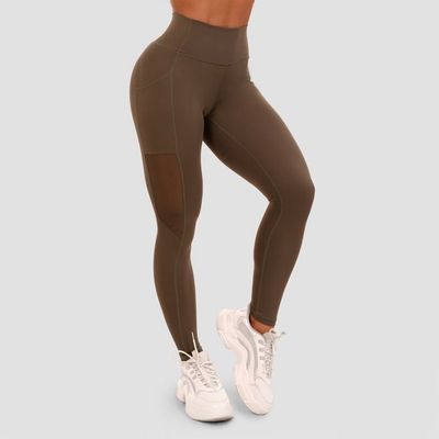 Dámske legíny Mesh Panel olive - GymBeam, veľkosť S, veľkosť oblečenia S