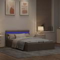 vidaXL Hydraulický posteľný rám+úložný priestor, LED, látka 120x200 cm