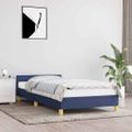 vidaXL Posteľný rám s čelom bez matraca modrý 90x200 cm látka