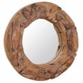 vidaXL Dekoratívne zrkadlo z teakového dreva, 60 cm, okrúhle