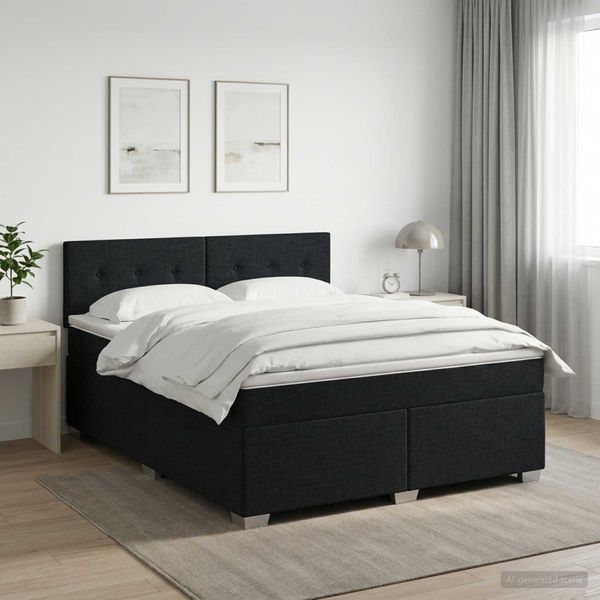 vidaXL Posteľ boxspring s matracom Čierna 180 x 200 cm Látka