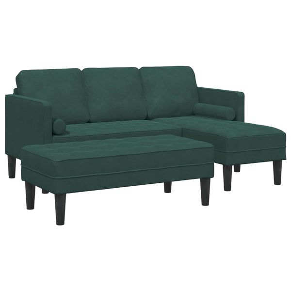 vidaXL Sada pohoviek s vankúšom 2 pcs Tmavozelená Polyester