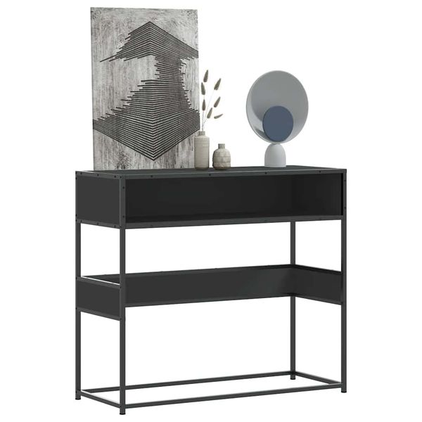 vidaXL Konzolový stolík čierna 90x35x80 cm kompozitné drevo