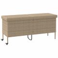 vidaXL záhradný úložný box s kolieskami Béžová 160x55x75 cm Poly ratan