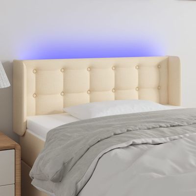 vidaXL Čelo postele s LED krémové 93x16x78/88 cm látka